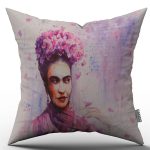 Pembe Frida Portresi Dijital Baskılı Kırlent Kılıfı  - OTYK715