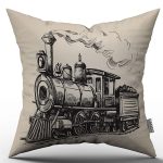 Beyaz Siyah Vintage Tren Dijital Baskılı Kırlent Kılıfı  - OTYK757