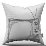 Beyaz Siyah Retro Vintage Televizyon Dijital Baskılı Kırlent Kılıfı  - OTYK781