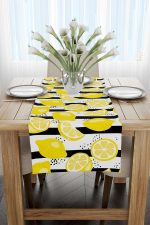 Beyaz Sarı Limon Desenli Dijital Baskılı Runner  - OYTYK906-RN - Görsel 2
