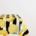 Beyaz Sarı Limon Desenli Dijital Baskılı Masaörtüsü OYTYK907-MS