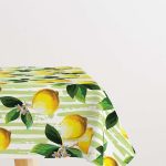 Sarı Yeşil Limon Desenli Dijital Baskılı Masaörtüsü OYTYK914-MS