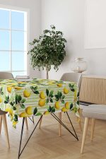 Sarı Yeşil Limon Desenli Dijital Baskılı Masaörtüsü OYTYK914-MS - Görsel 2