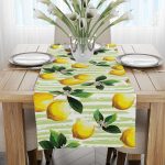 Sarı Yeşil Limon Desenli Dijital Baskılı Runner  - OYTYK914-RN