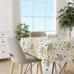 Limonlu Sarı Yeşil Dijital Baskılı Masa Örtüsü