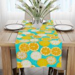 Sarı Yeşil Limon Desenli Dijital Baskılı Runner  - OYTYK919-RN