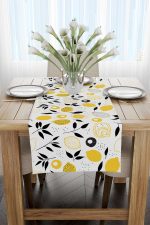 Beyaz Sarı Limon Desenli Dijital Baskılı Runner  - OYTYK925-RN - Görsel 2
