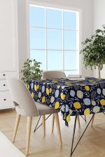Limonlu Sarı-Yeşil Dijital Baskılı Masa Örtüsü