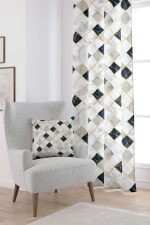Beyaz Siyah Geometrik Soyut Mermer Desenli Dijital Baskılı Perde YLMS82-PR