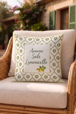 Sarı Amalfi Akdeniz Limon Desenli Dekoratif 4'lü Kırlent Kılıfı 1 Runner Seti 4kmbs341-RS - Görsel 7
